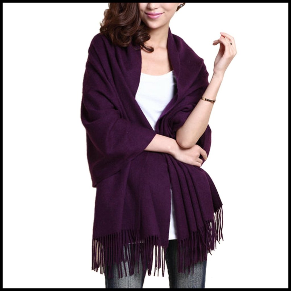 Thick Wool Pashmina Shawl Elegant Travel Blanket Scarf Winter Wrap